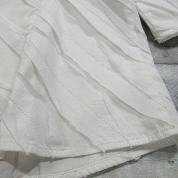 LAFAYETTE 148 White Textured Cotton Blend Button Down Office Casual Shirt Size 6 - Picture 6 of 9